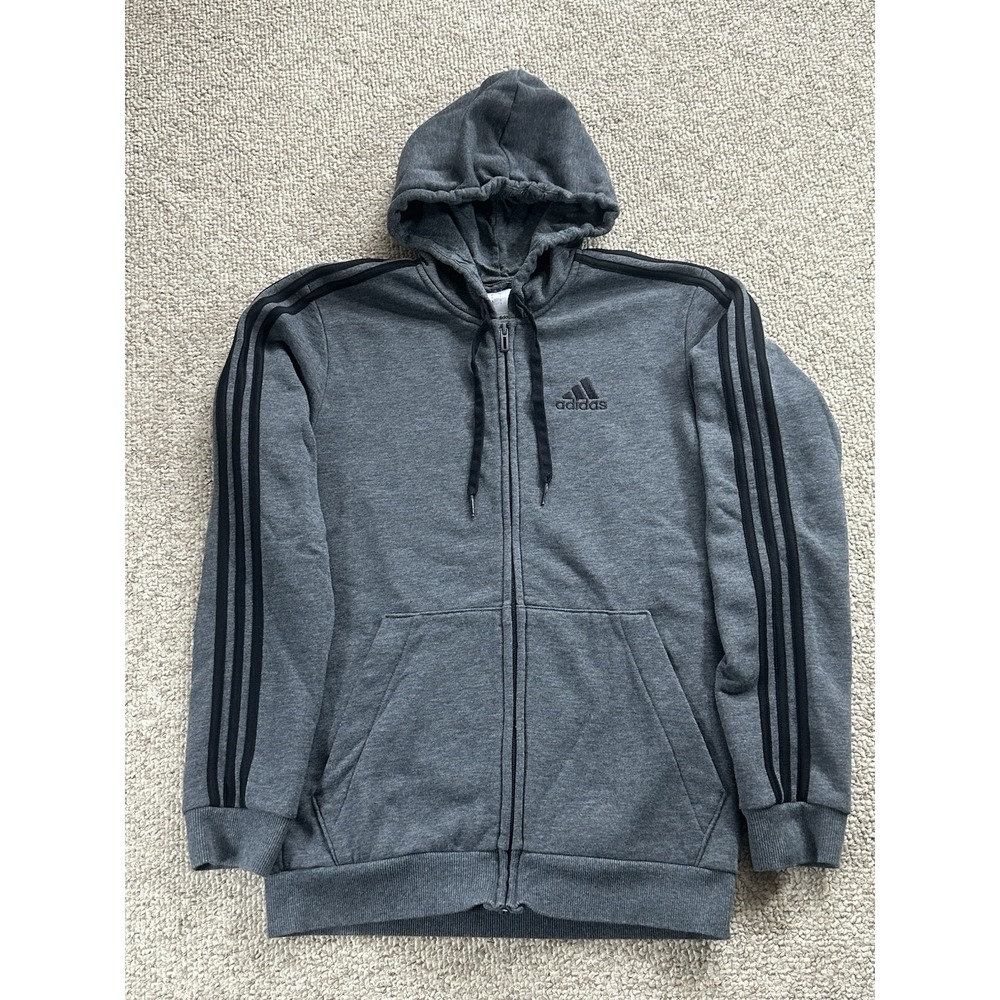 Adidas Full Zip Sweat Jacket Men's Size Small Gray Trefoil Track Gym Training